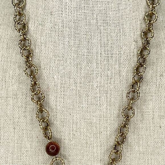 Chico's Gold Tone Tassel Pendant Chain Link Necklace - Picture 3 of 7